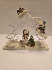 Christmas Snowman 3 Tealight Votive Candle Holder Metal Wire Figurine Base