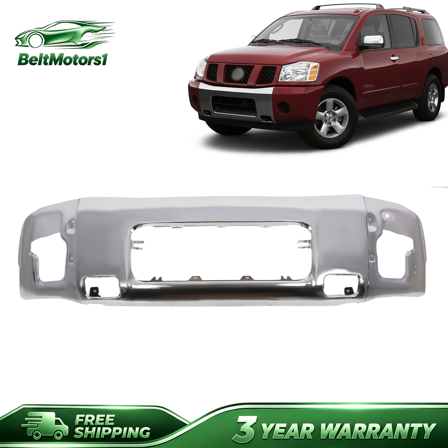 Chrome Steel Front Lower Bumper Face Bar For 2004-15 Nissan Titan 2005-07 Armada
