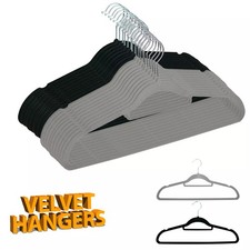 Non Slip Velvet Coat Hangers Coating Strong Flocked Clothe Trouser Space Saving