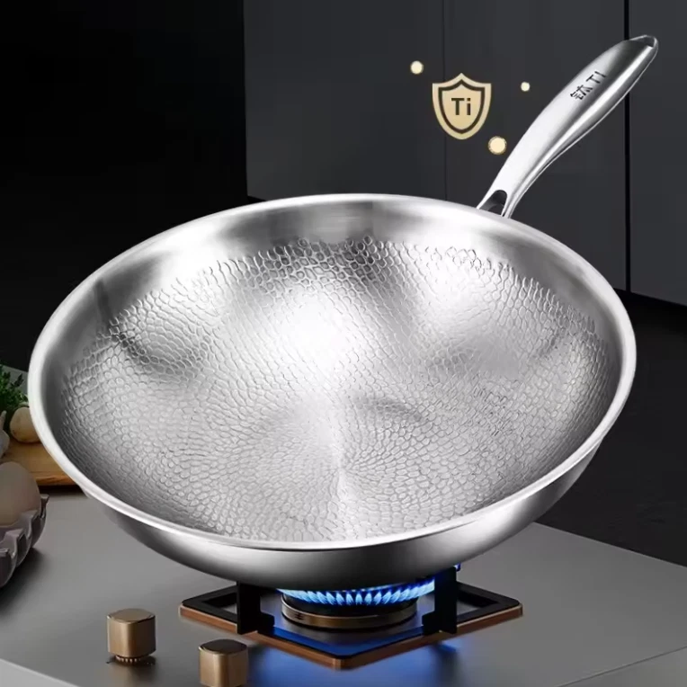 Pure Titanium Round Bottom Wok Uncoated Non-stick Pan 34CM Pan
Opens in a new window or tab