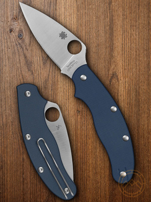 Spyderco UK Penknife Folding Knife 3'' CPM SPY27 Steel Blade Blue G10 Handle
