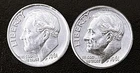1961 P & D 10c SILVER  Roosevelt Dime 2-Coin Year Set . GEM BU (R022)