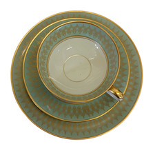 Seltmann Weiden Bavaria Sammeltassen Porzellan Gedeck Teller & Tasse Golddekor