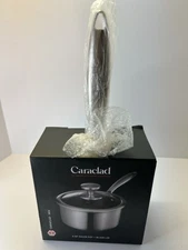 Hex Caraclad 2Qt Quart Sauce Pot Pan with Glass Lid Modern Collection