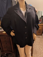 Lane Bryant Blazer 24 Black Classic Button Up