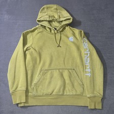 Carhartt Hoodie Womens Medium Green Relaxed Fit Fleece Pullover Logo Sweatshirt