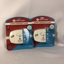 Lot Of 2 First Alert Carbon Monoxide Alarm 9V Battery Included White Safety