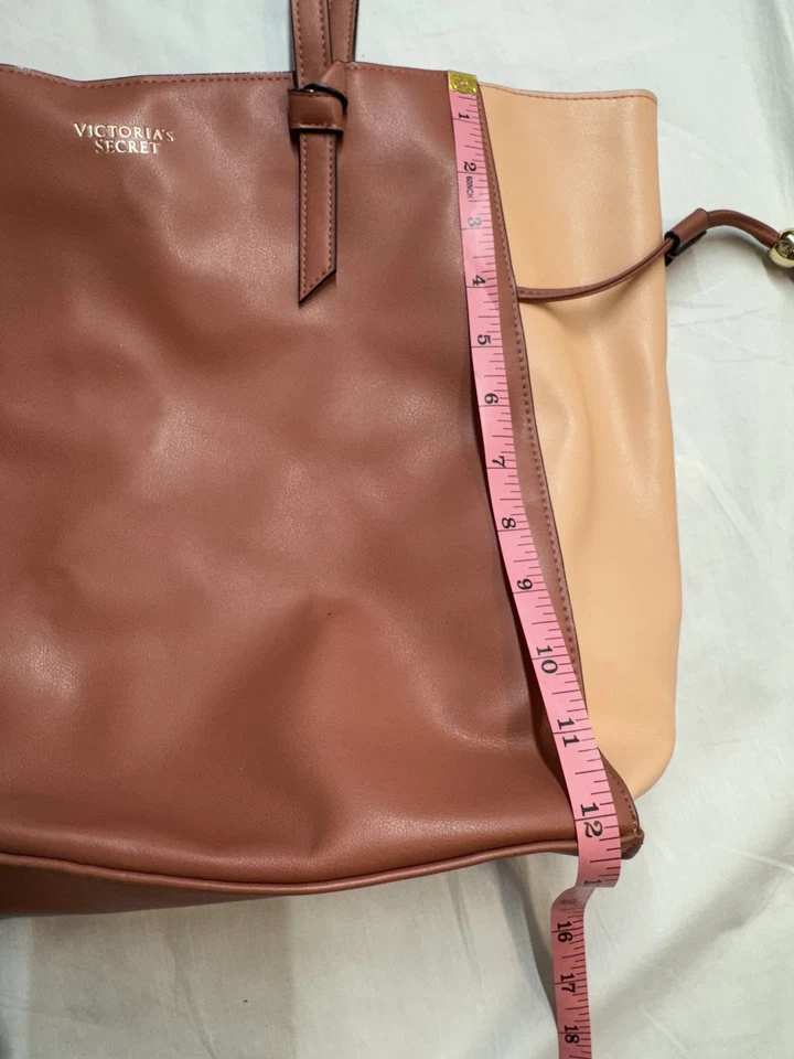 Bolso de hombro Victoria's Secret grande de cuero sintético marrón rosa para mujer Foto 3 de 4