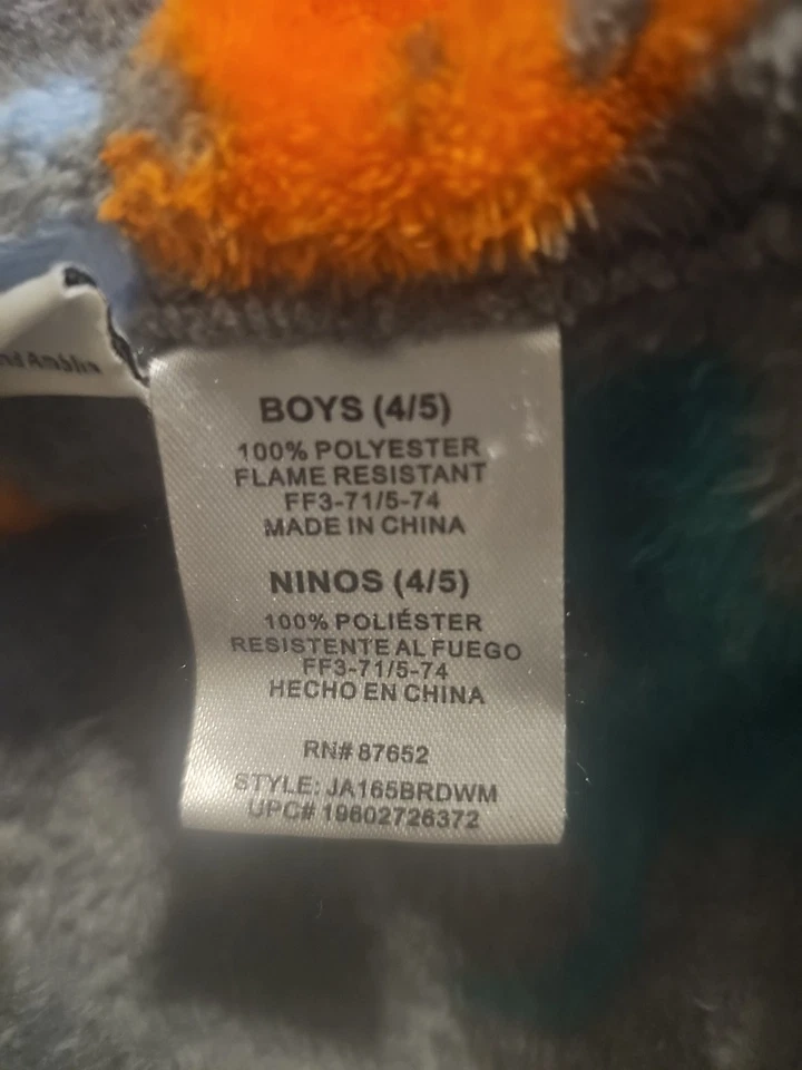 Мир Юрского периода для мальчиков 4/5 плюшевый серый динозавр хищник халат для ванны пальто 100% полиуретан - Изображение 2 из 3