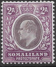 SOMALILAND SG34 1904 2a DULL & BRIGHT PURPLE MTD MINT