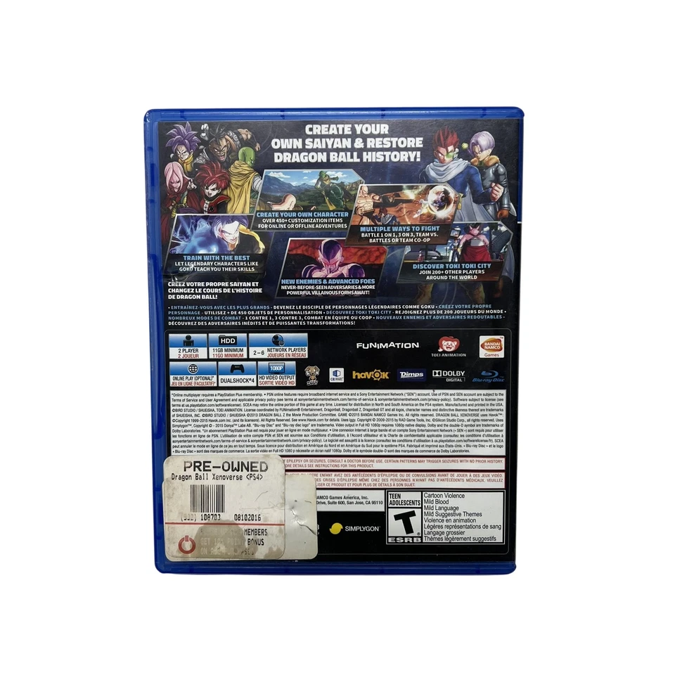 Dragon Ball Xenoverse Sony PlayStation 4 PS4 Videojuego Lucha Bandai Namco Foto 2 de 3
