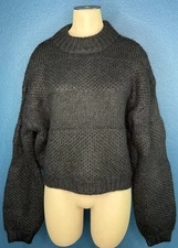BP. Fuzzy Sweater Size M Black Knit Balloon Sleeve Womens NWOT