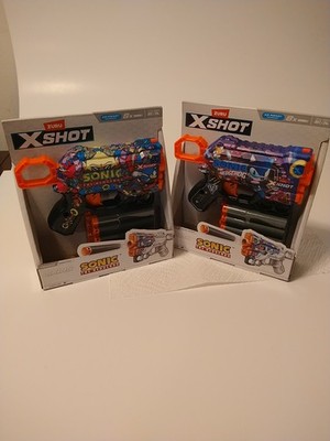 2 Sonic The Hedgehog Foam Guns ZURU X-Shot Team Blasters Robotnik & SONIC