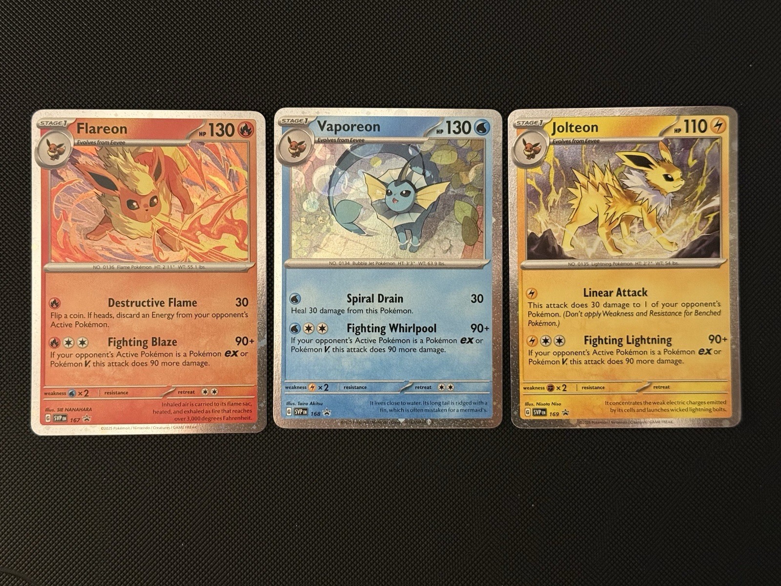 Flareon Vaporeon Jolteon SVP 167 168 169 Pokemon Black Star Promo Cosmos Holo