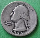 1938-P Washington Silver Quarter -*VG PLUS  * with Free Shipping