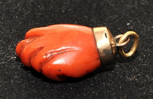 Ciondolo pendente Corallo rosso e oro gesto fiche scaramantico portafortuna - Foto 2 di 8