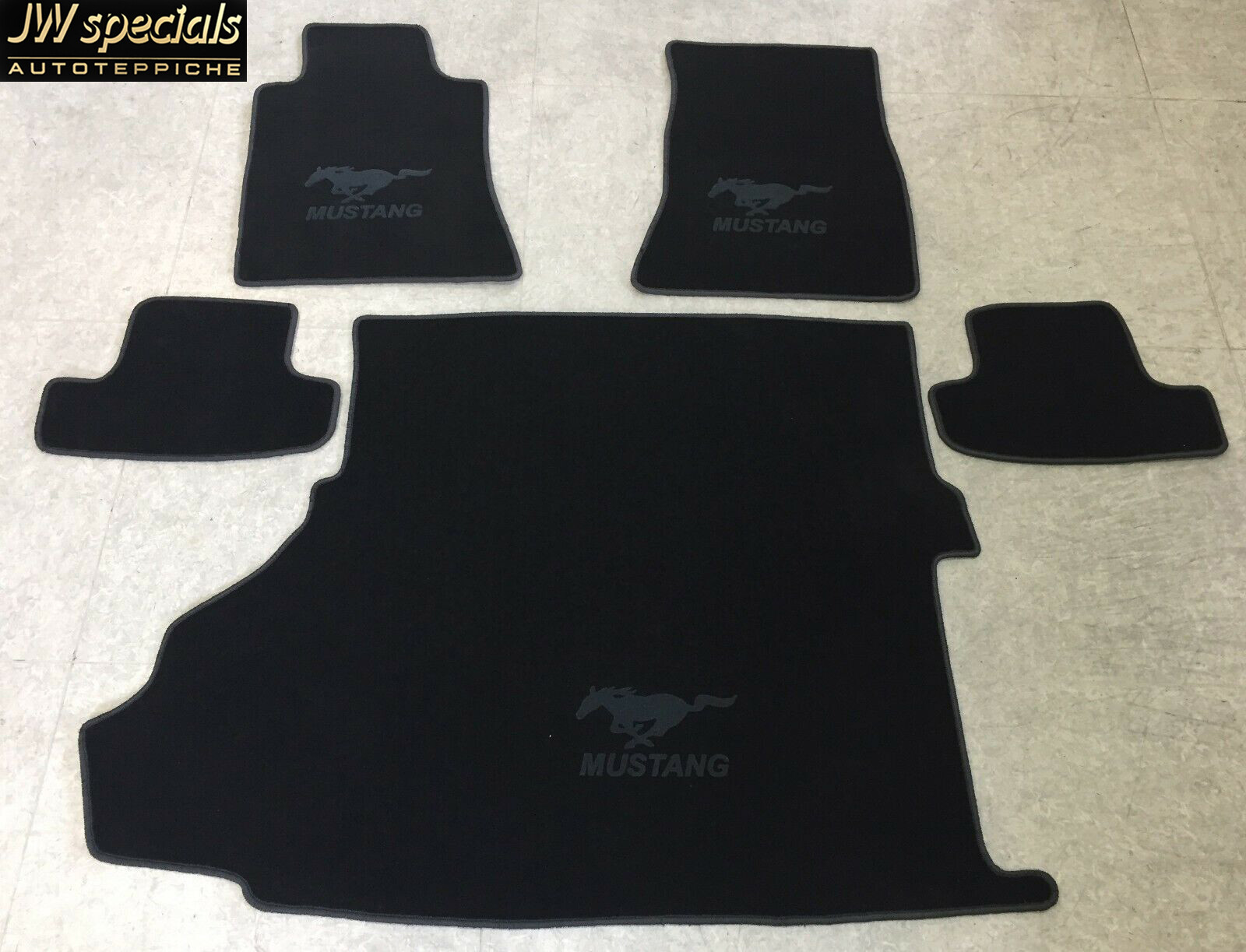 Alfombras Alfombrillas Maletero Kit para Ford MUSTANG Coupé Negro Año Fab.