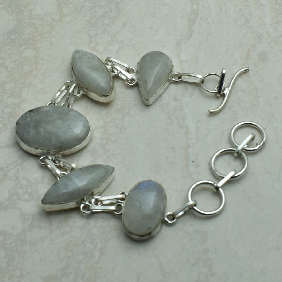 Rainbow Moonstone Gemstone Ethnic Handmade Bracelet Jewelry 24 Gms AB 51483