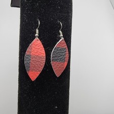 Buffalo Plaid Faux Leather Earrings