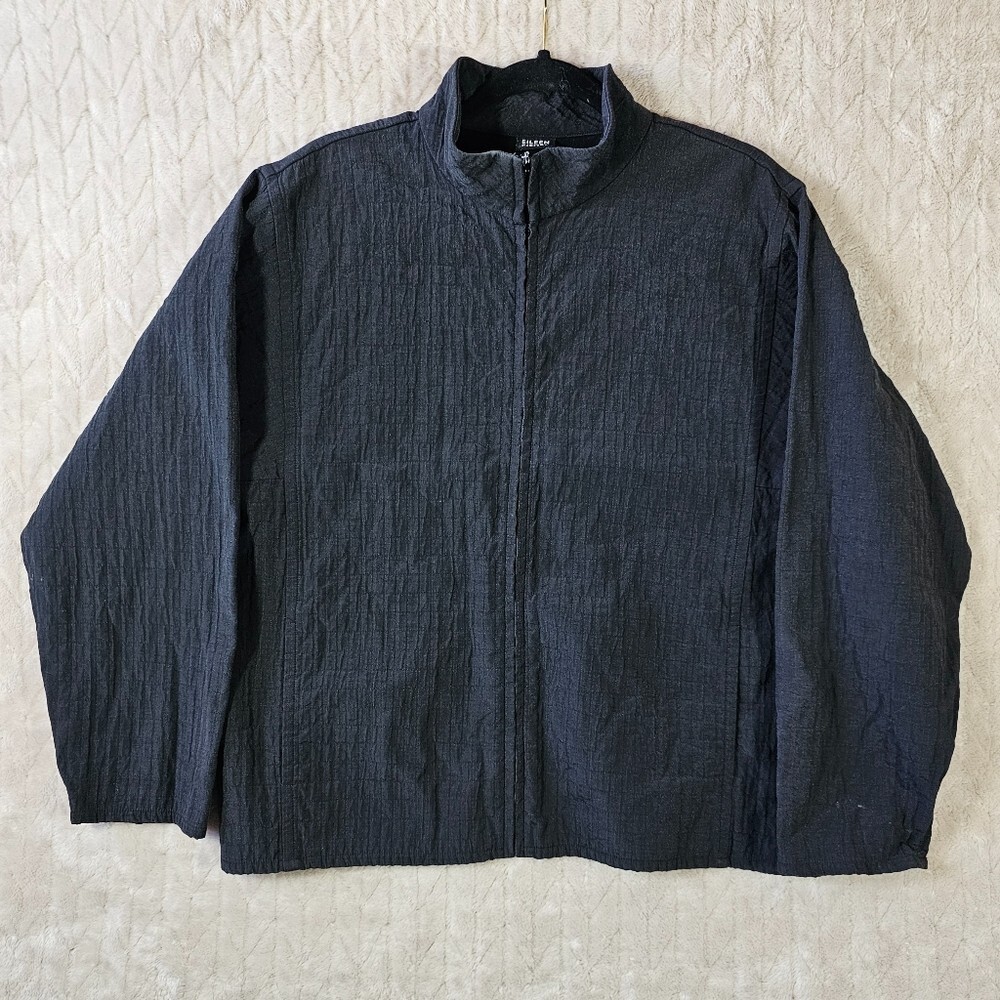 Eileen Fisher Textured Jacket Womens Large USA Made Italian Minimalist Crepe