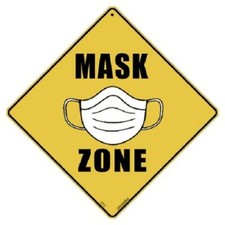 Mask Zone Metal Sign 16 1/2" x 16 1/2" (HANGING) Diamond Made in USA #464