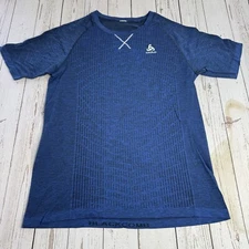 ODLO Kinship Short Sleeve Base Layer T Shirt Mens Size Small Blue Tee