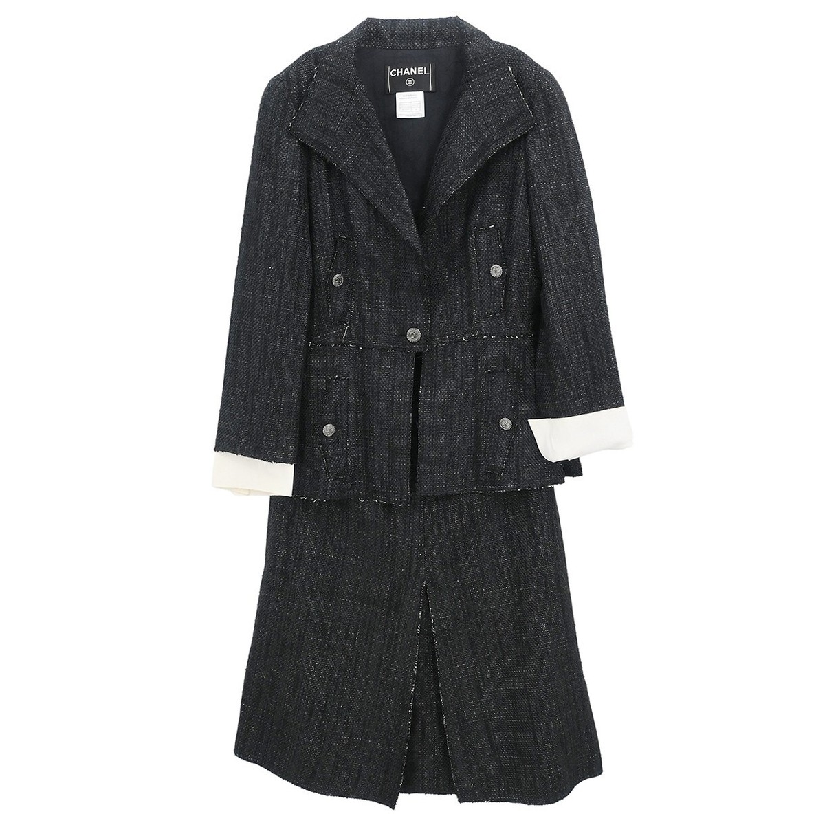 ろっく Chanel Setup Suit Jacket Skirt Black 07P #38 185220 | eBay