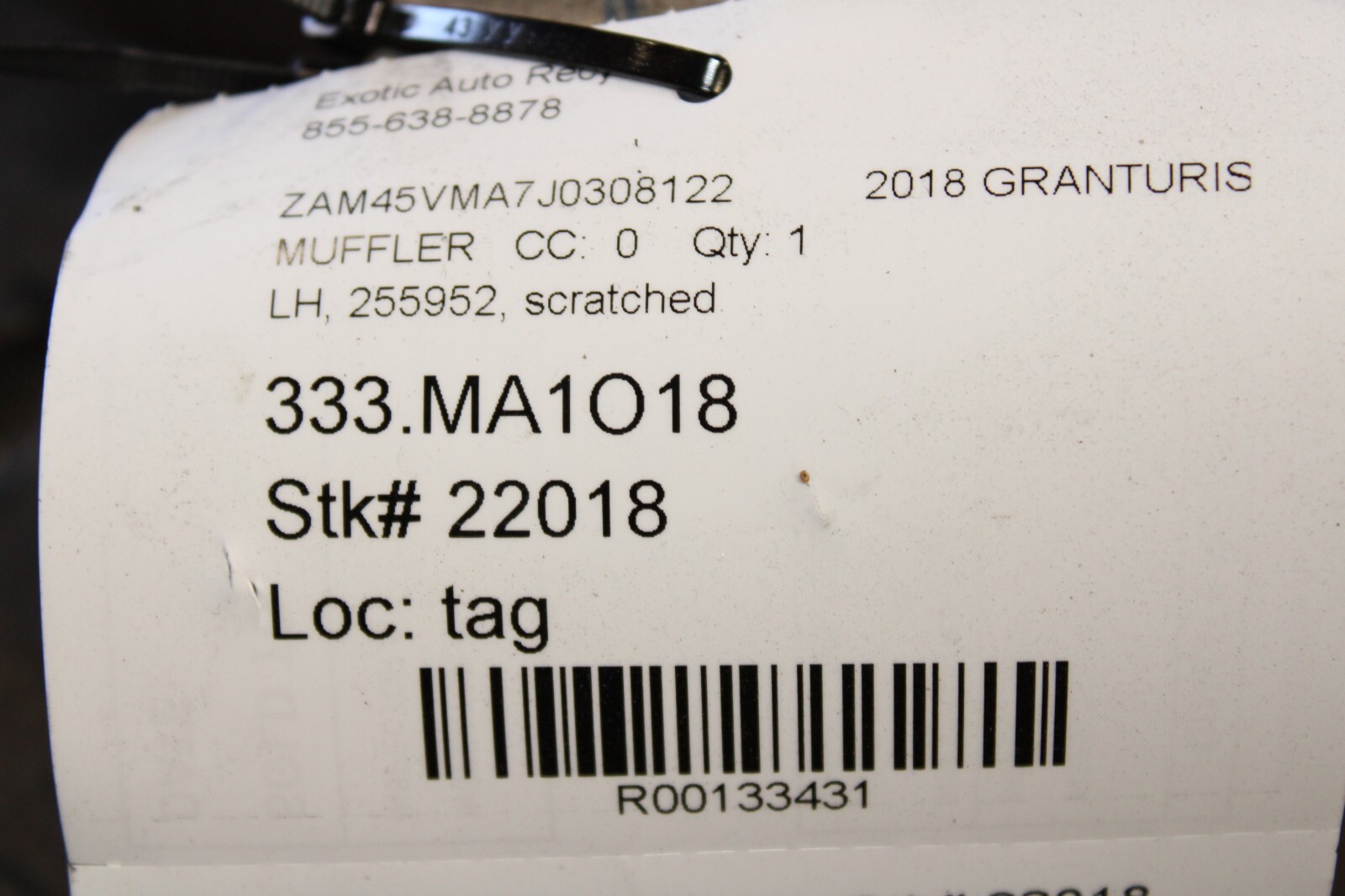 Maserati Granturismo, GranCabrio, LH, Left, Muffler, Scratched, Used, P/N 262203