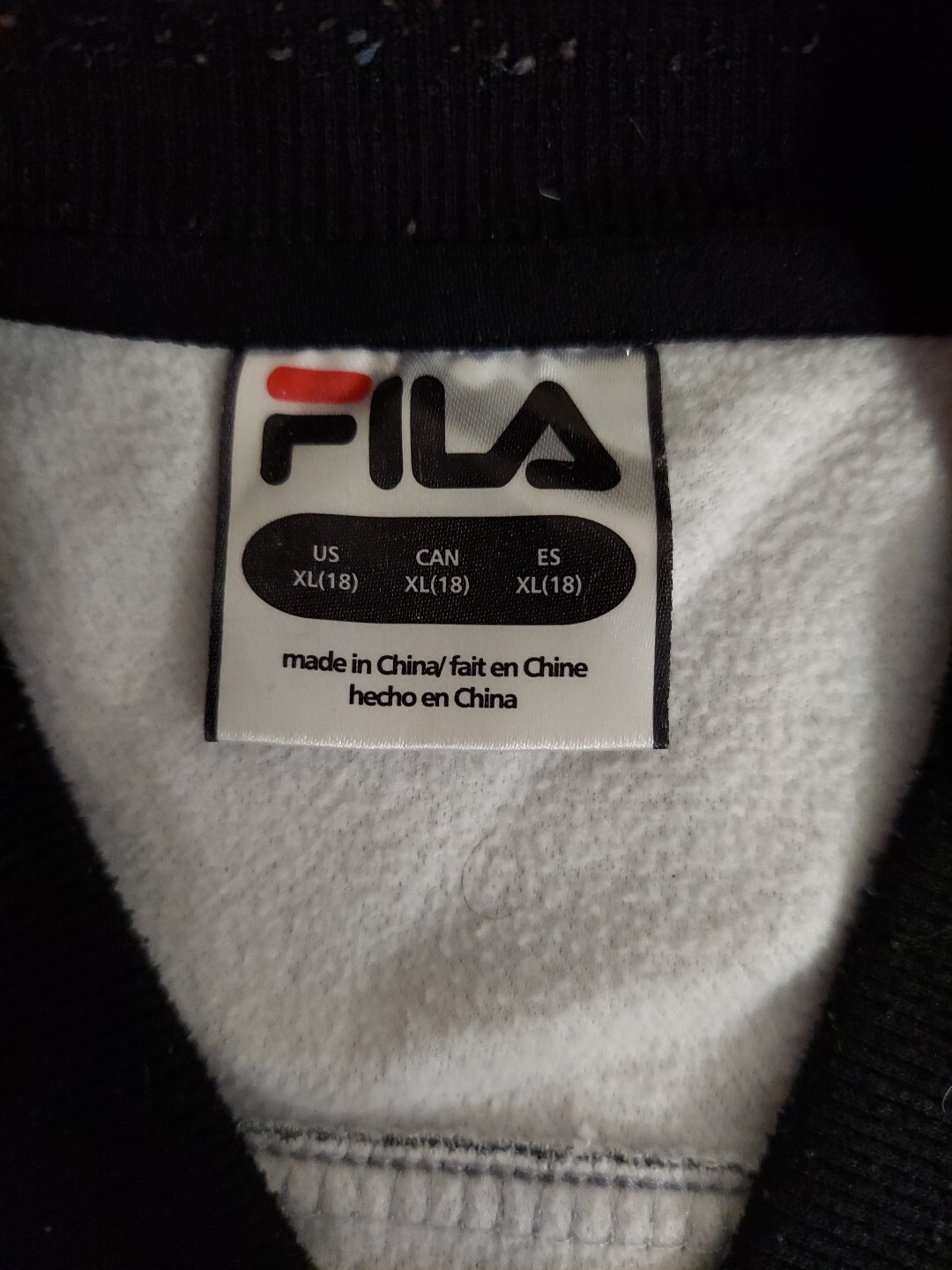 Giacca FILA IL grigio nero full zip taglia XL (18) ragazzo