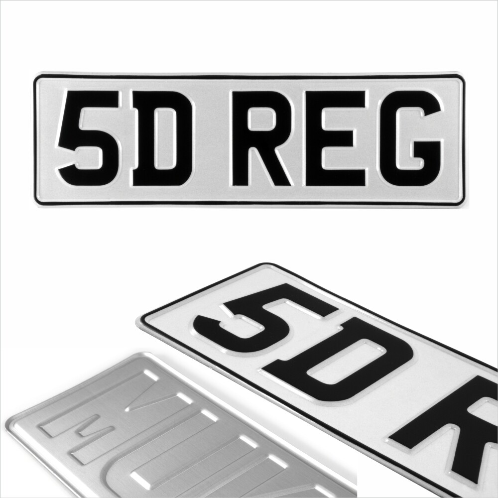 Matrícula Prensada De Metal Corta (360x110 Mm) - 5 Dígitos, Legal Para Carretera En Reino Unido