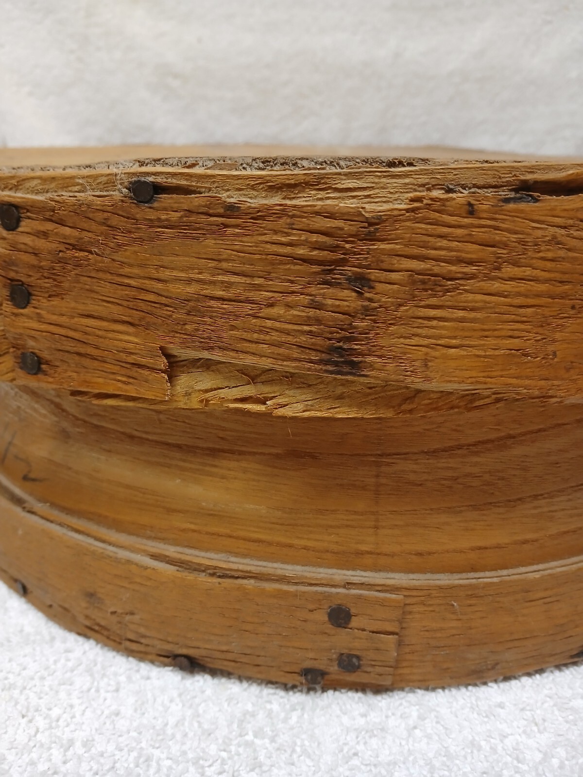 Vintage Round Banded Wood Cheese Pantry Box 