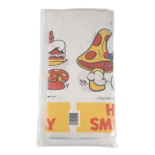 Vintage Unique SMURF Paper Tablecloth 1982 Birthday party IN. x 88 IN. - Picture 2 of 3