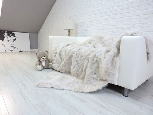 LUSSO TOSCANA PELLICCIA LANCIO PATCHWORK PELLICCIA OFF WHITE PELLE DI PECORA GRANDE DIVANO LANCIO 655 - Foto 9 di 10