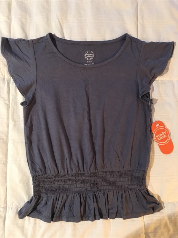 Girls Wonder Nation Elastic Waist Top Size M (7-8) Blue