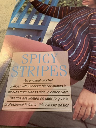 VINTAGE CREATIVE NEEDLES PATTERN - SPICY STRIPES- CROCHET & KNITTING IN DK - Picture 2 of 3