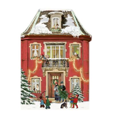 Haus gestanzte Adventskarte Design von Barbara Behr 16,5x11,5 cm Glitzer