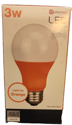 Halloween Orange LED 3W Indoor A19 Standard Base Light Bulb (T25)