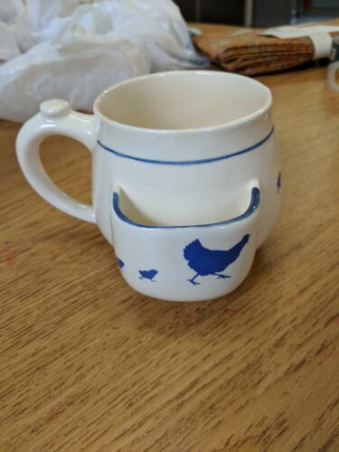  Mother Hen and Chicks, Mug /w tea bag pocket, Pottery by Levine  - Picture 1 of 7