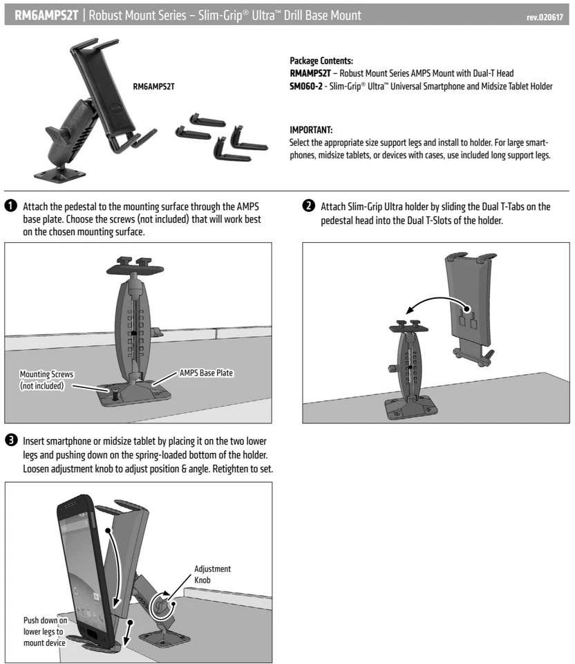 Smartphone Heavy Duty Drill Base Flat Surface Mount for Car Truck Golf Cart SxS - Image 3 of 4