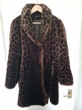 Ladies Leopard Print Faux Fir Coat By House Of Fraser,medium Size,vg