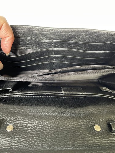 Cartera organizadora de cuero de cocodrilo BRIGHTON negra marrón sin usar, en caja (ver foto) - Imagen 11 de 11