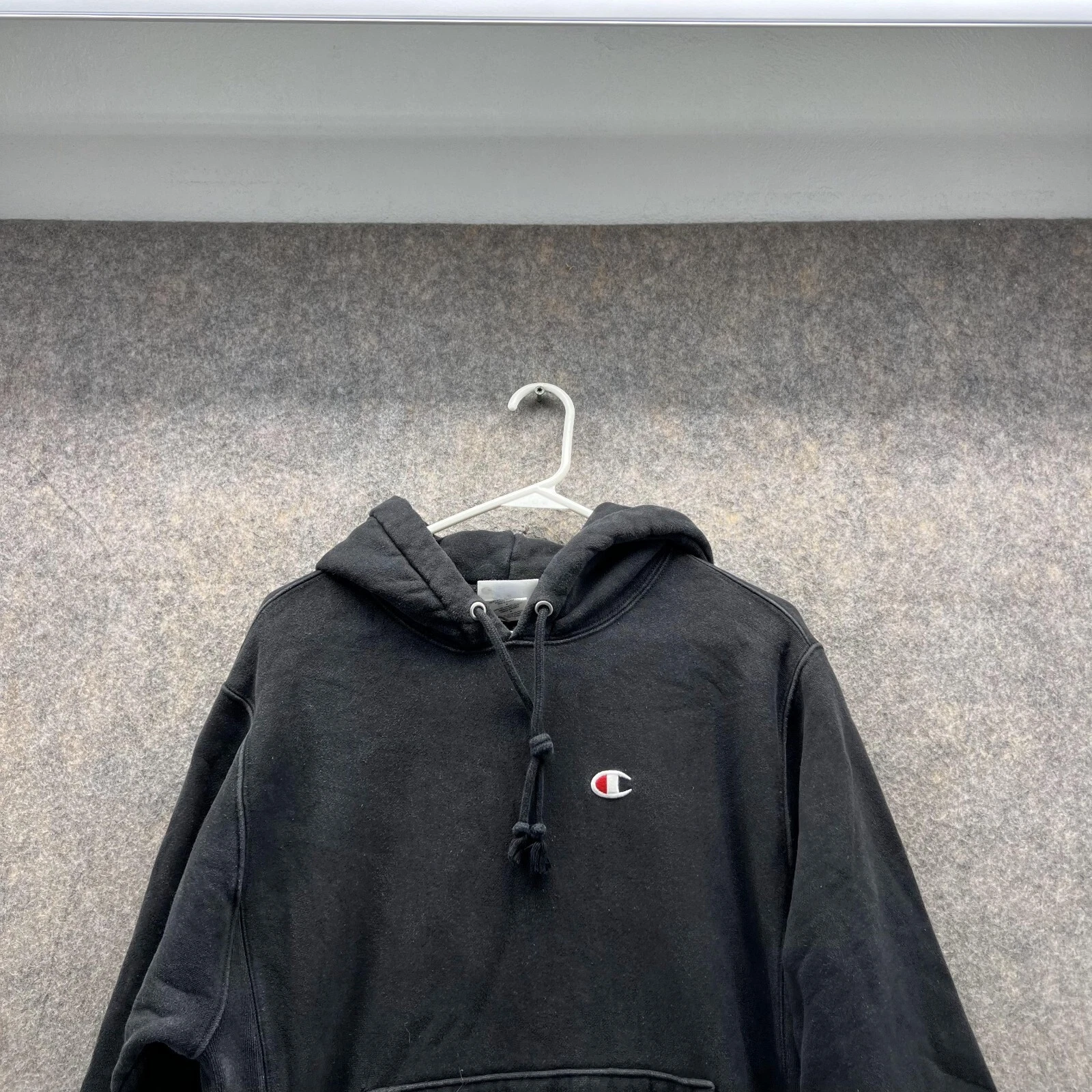 VETEMENTS Champion Maglione Uomo Cappuccio Nero Medio Giacca Pullover Cotone Reverse Weeve