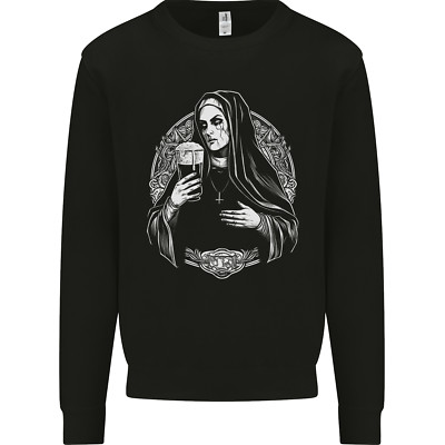 Böse Nonne trinkt Bier Horror Halloween Herren Sweatshirt Pullover