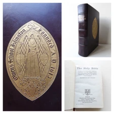 c1930 KING JAMES HOLY BIBLE Fine Leather PRIZE BINDING Dame Alice Owen's School