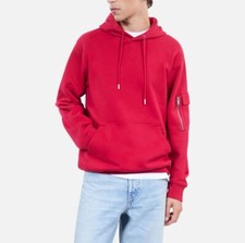 The Kooples Mens Red Hoodie Kangaroo Pocket Arm Zip Cotton Size M