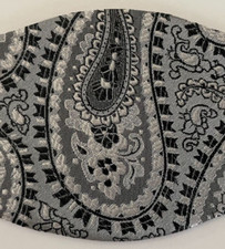 Bow Tie Men Silk Silver Black Paisley SELF TIE Bowtie