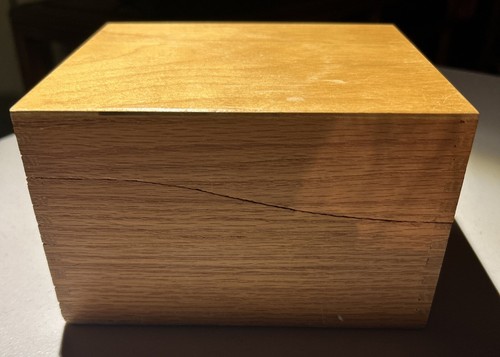 Hedberg Oak Index Card File Box Dovetail Joint Corners Hinged Lid Brass Hardware - Picture 5 of 11