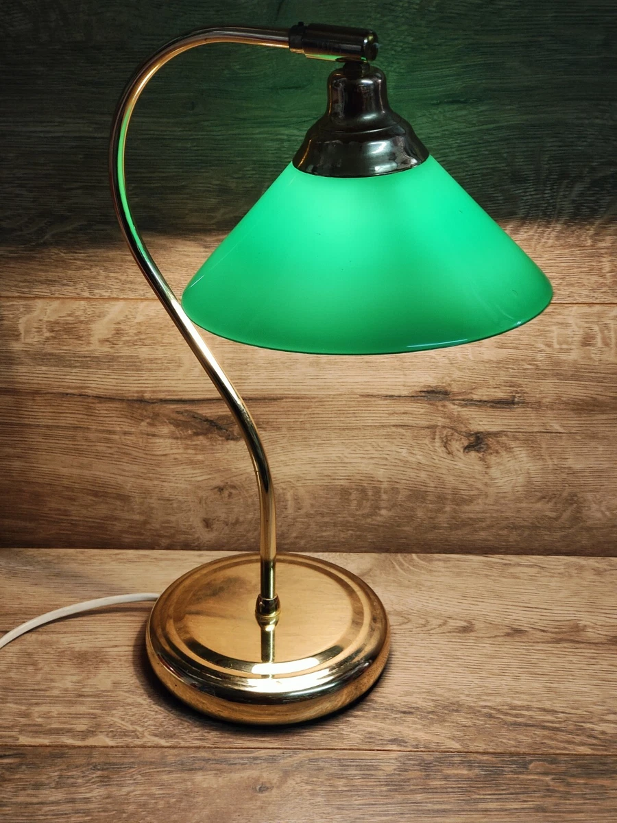 Vintage IKEA Brass Lamps Green Glass Shade Scandinavian Table Lamp Working