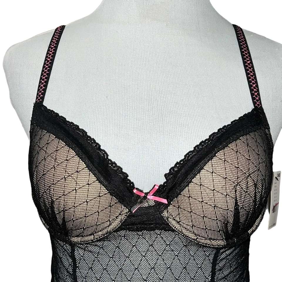 Betsey Johnson Women Black Lingerie Bra Style 711 Size 34B Sheer Lace Sexy New - Image 2 of 4