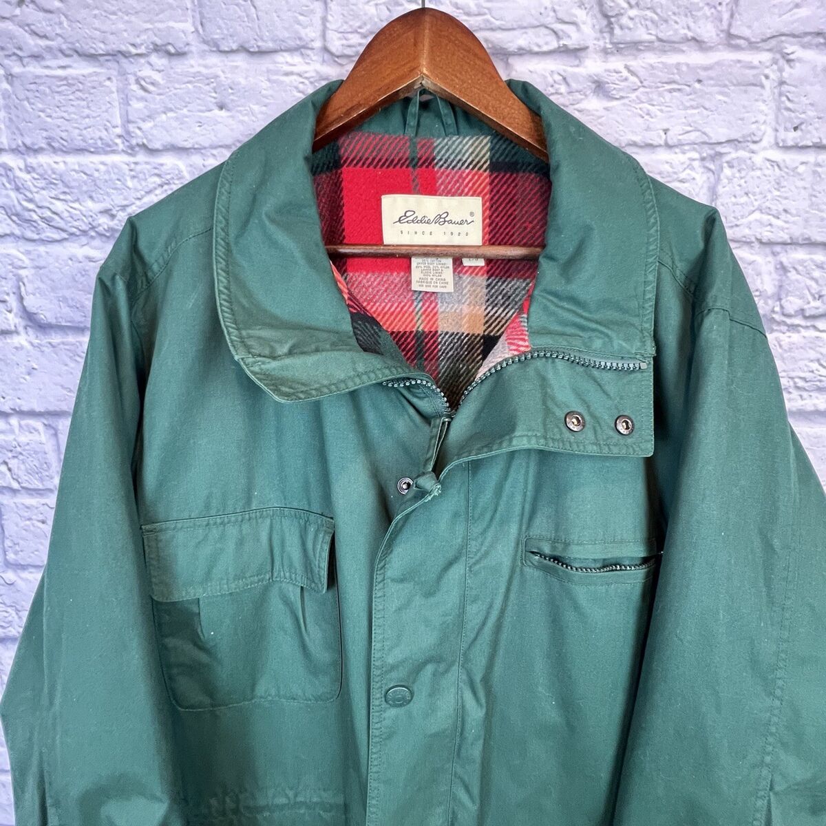Vintage Eddie Bauer Men Green Plaid Wool Lined Coat Mountain Vintage Eddie Bauer Men Green Plaid Wool Lined Coat Mountain